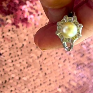 Pearl and CZ ring
